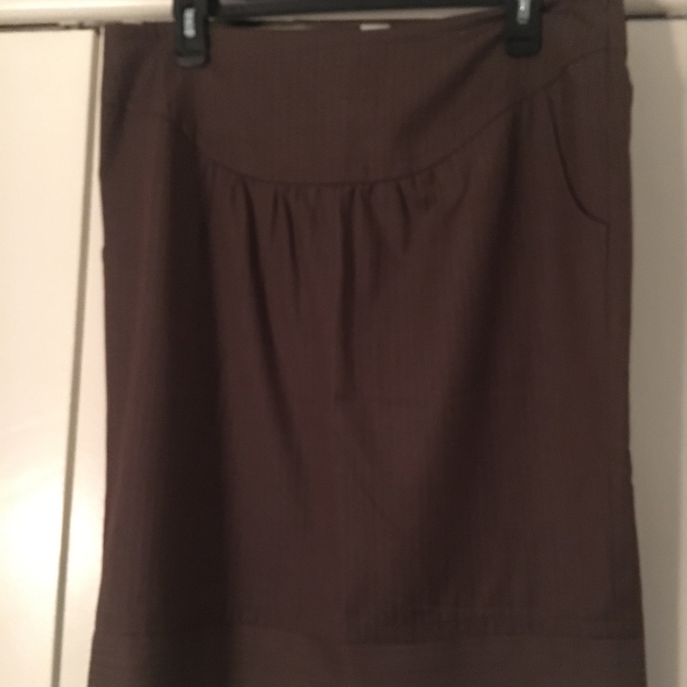 Brown pinstripe pencil skirt